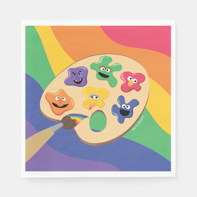 Serviette En Papier Sesame Street Pals Rainbow Art Party Papier Napkin (Devant)