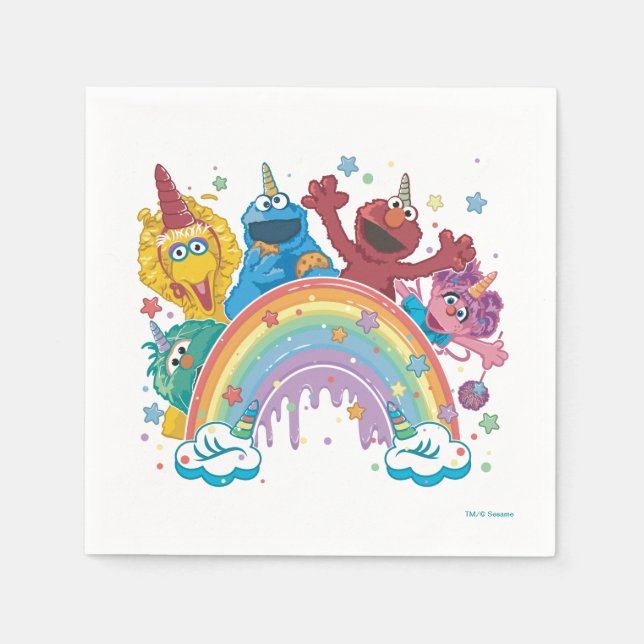 Serviette En Papier Sesame Street Unicorn Arc-en-ciel (Devant)