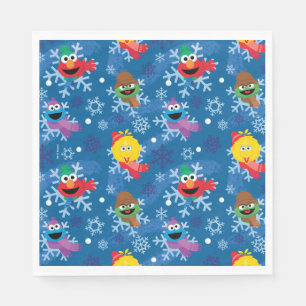 Serviette En Papier Sesame Street Winter Snowflake Motif