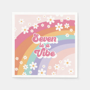 Serviette En Papier Seven est un Vibe Retro Rainbow 7e anniversaire