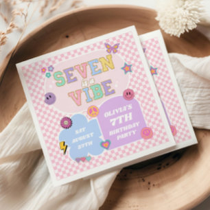 Serviette En Papier Seven Is A Vibe Preppy Patch 7th Birthday Party