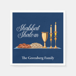 Serviette En Papier Shabbat Shalom Custom Blue Sabbath Dîner