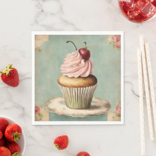 Serviette En Papier Shabby Chic Français Vintage Pays Cupcake Rose