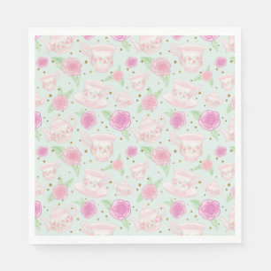 Serviette En Papier Shabby Chic Mint Et Gold Tea Party