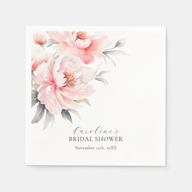 Serviette En Papier Shabby Chic Peonies Blush FÊTE DES MARIÉES rose (Devant)