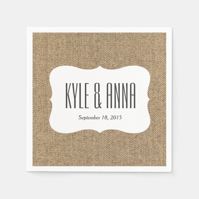 Serviette En Papier Shabby Chic Tweed Rustic Burlap Tissu Texture (Devant)