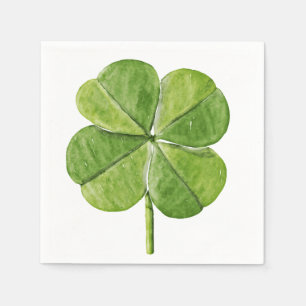 Serviette En Papier Shamrock chanceux vert de trèfle de Quatre-feuill