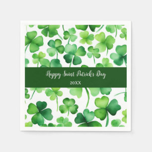 Serviette En Papier Shamrock d'aquarelle vert Jour de la Saint Patrick
