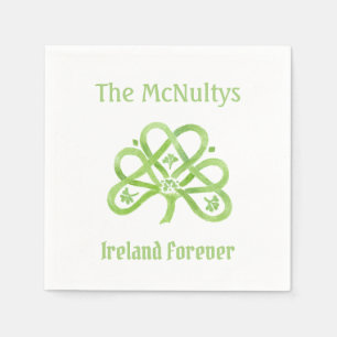 Serviette En Papier Shamrock d'aquarelle verte celtique