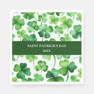 Serviette En Papier Shamrock d'aquarelle verte Jour de la Saint Patric