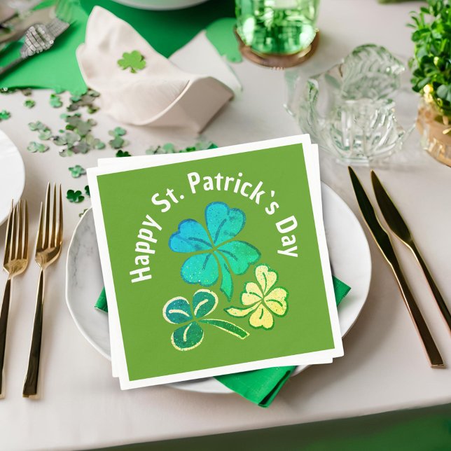 Serviette En Papier Shamrock de trèfle Green St Patrick`s Day Party (Créateur téléchargé)