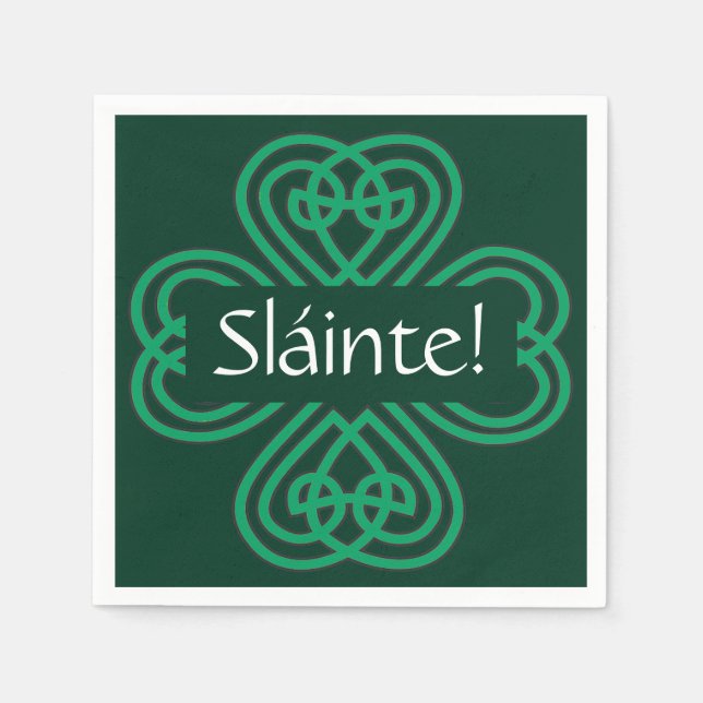 Serviette En Papier Shamrock irlandais de Sláinte Green Celtic Lucky C (Devant)