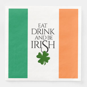 Serviette En Papier Shamrock mangez un verre et soyez un drapeau irlan