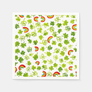 Serviette En Papier Shamrock Rainbows Watercolor Irlande ST PATRICK
