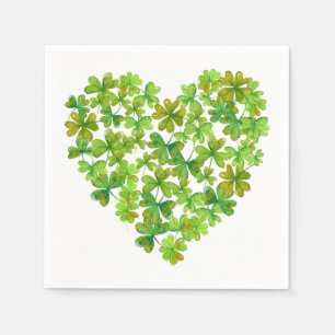 Serviette En Papier Shamrocks dans un coeur