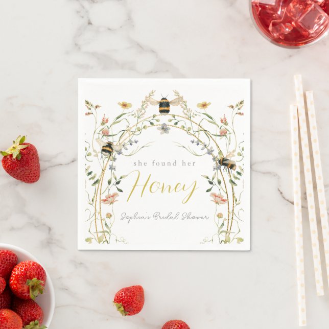Serviette En Papier She found her Honey Wildflower Bridal Shower (En situation)