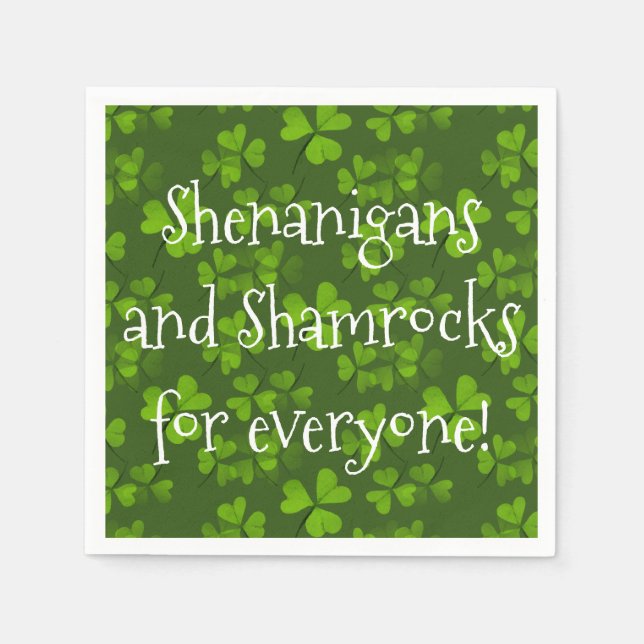 Serviette En Papier Shenanigans et Motif Shamrock St Patrick's Day (Devant)