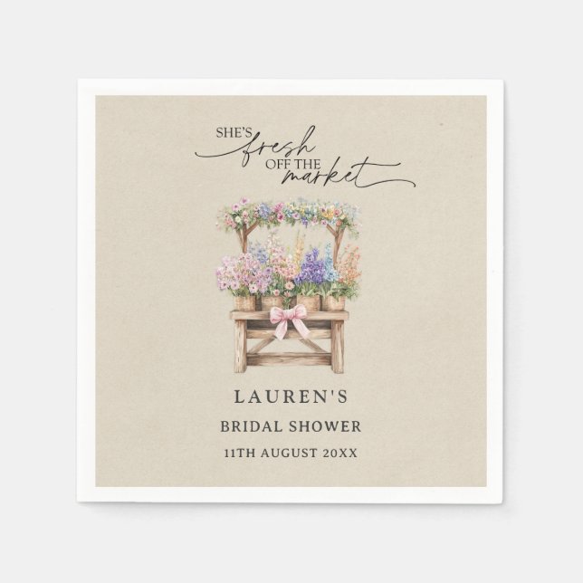 Serviette En Papier She's Fresh Off the Market Floral Bridal Shower (Devant)