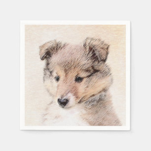 Serviette En Papier Shetland Sheepdog Puppy Peinture Chien original ar