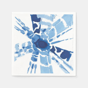 Serviette En Papier Shibori bleu aquarelle teinture motif sunburst