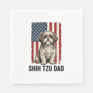 Serviette En Papier Shih Tzu Dad Patriotic Vintage Dog Shirt Design_1