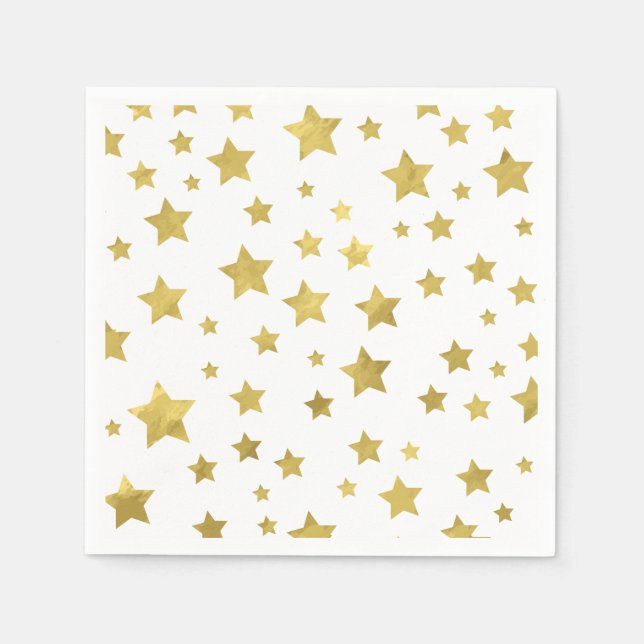 Serviette En Papier Shimmery Goldstars Golden Star Motif (Devant)
