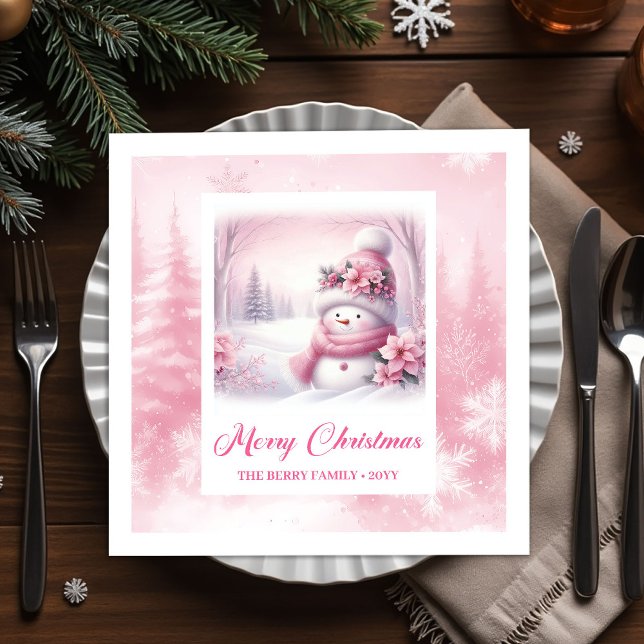Serviette En Papier Shiny Pinkmas Christmas Scene Napkins Kids Winter  (Shiny Pinkmas Christmas Scene Napkins Kids Winter Decor)