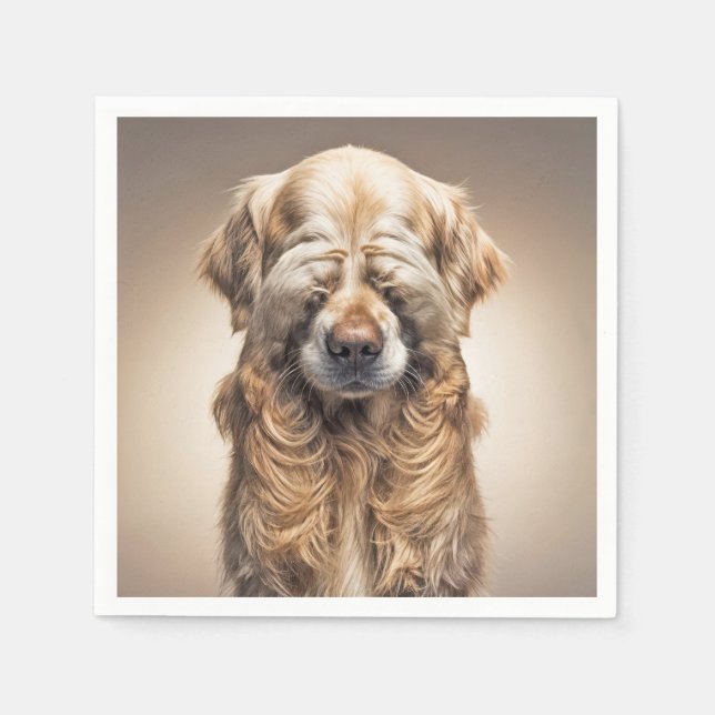 Serviette En Papier Shy Golden Retriever (Devant)