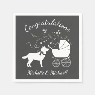 Serviette En Papier Sibérie Husky Chien Baby shower Chien Chiot Gris