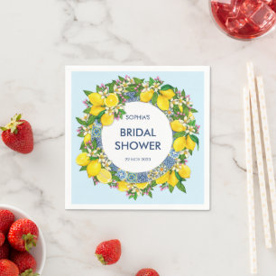 Serviette En Papier Sicilienne Majolica Tiles Floral Leafy Lemon Garla