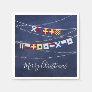Serviette En Papier Signal de Noël personnalisé #Nautical Joyeux Nauti