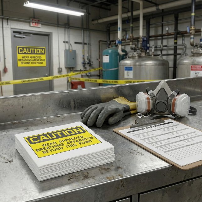 Serviette En Papier Signal de prudence Porter un appareil respiratoire (Créateur téléchargé)