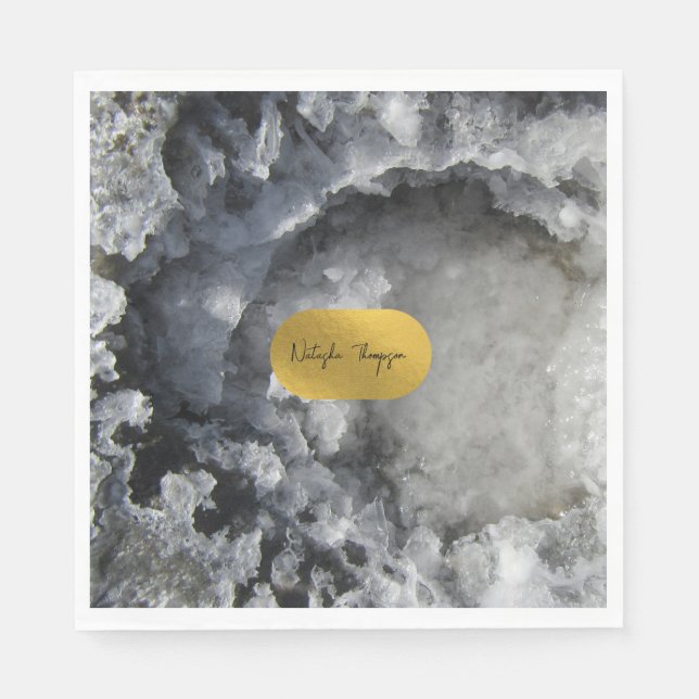 Serviette En Papier Signature Black Gold Foil Sea Crystals (Devant)