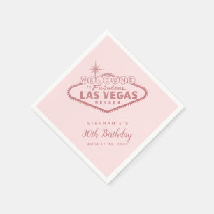 Serviette En Papier Signe d'anniversaire à Las Vegas Rose Gold Pink Pa