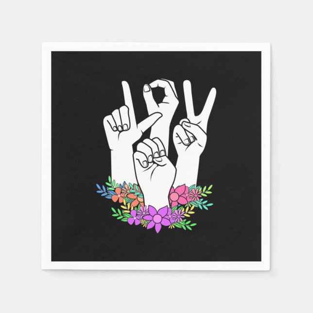Serviette En Papier Signe de la main de l'enseignant en ASL (Devant)