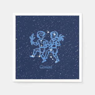 Serviette En Papier Signe Gemini Constellation et Zodiaque avec étoile