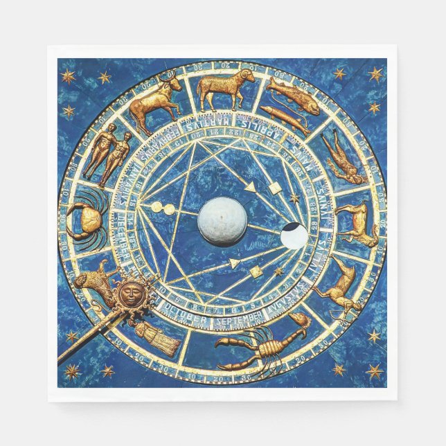 Serviette En Papier Signes d'astrologie de l'horoscope de roue zodiaqu (Devant)