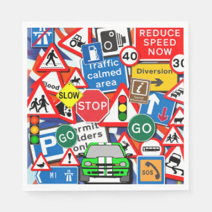 Serviette En Papier Signes de route colorés, fête des Anniversaires de