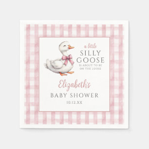 Serviette En Papier Silencieux Petit Goose Rose En vichy Baby shower