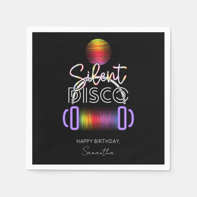 Serviette En Papier Silent Disco Neon Headphones Adult Birthday Party (Devant)