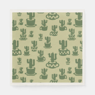 Serviette En Papier Silhouette de cactus succulent en tasses et pots