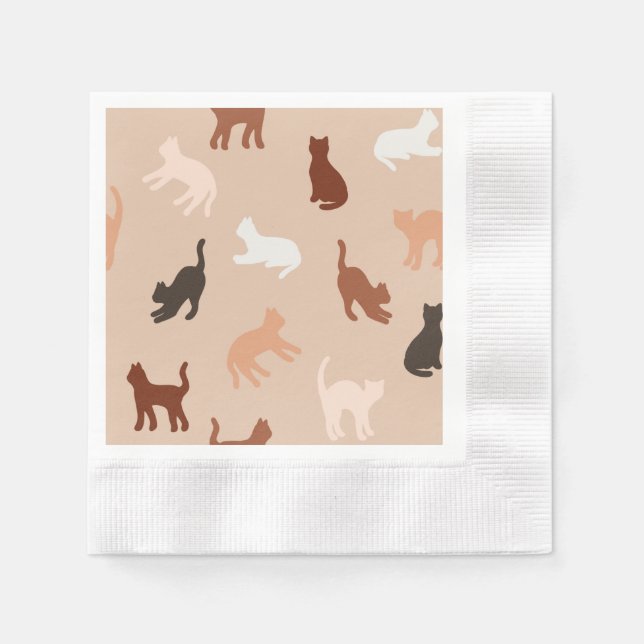 Serviette En Papier Silhouette de chat (Devant)