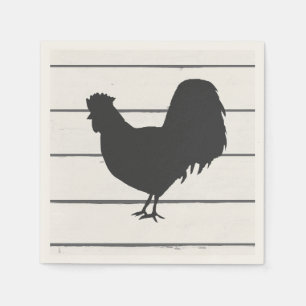 Serviette en papier silhouette de coq pour fête de