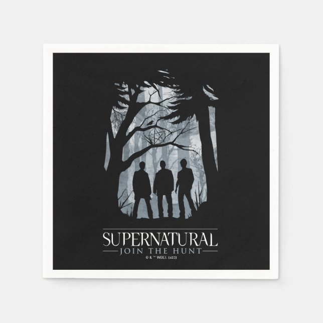 Serviette En Papier Silhouette de la forêt surnaturelle (Devant)