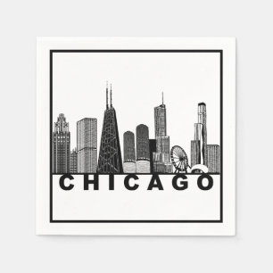Serviette En Papier Silhouette de l'horizon de Chicago 