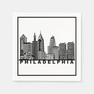 Serviette En Papier Silhouette de l'horizon de Philadelphie 