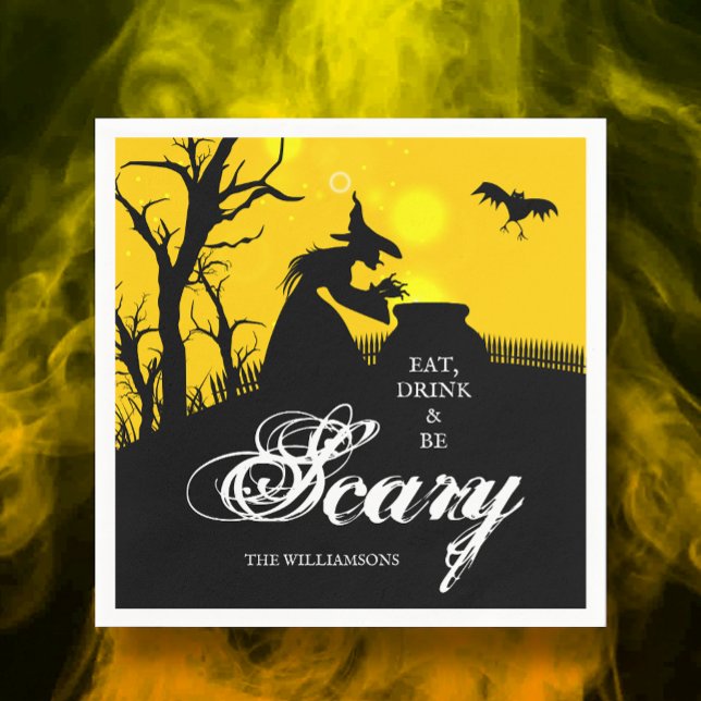 Serviette En Papier Silhouette de sorcière pieuse Halloween (Créateur téléchargé)