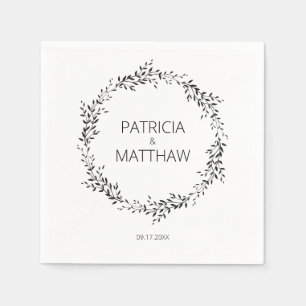 Serviette En Papier Silhouette élégante du Mariage feuille