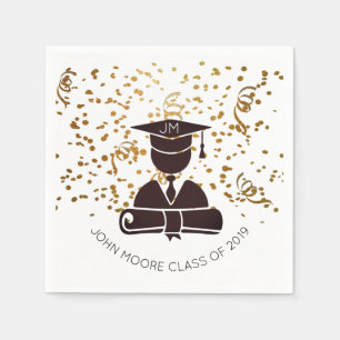 Serviette En Papier Silhouette Grad Avec Diplôme Et Confetti