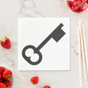 Serviette En Papier Silhouette minimaliste à clé Vintage